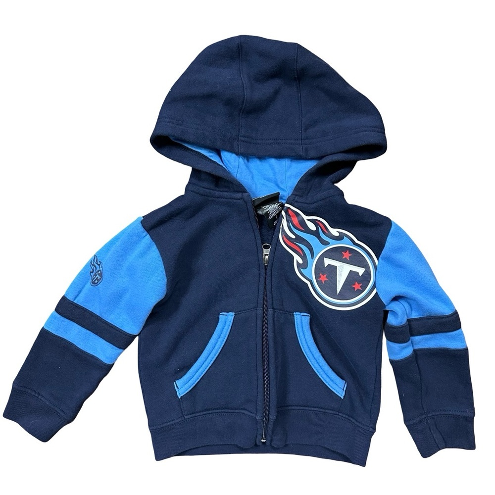 NFL Tennessee Titans Blue Zip Up Jacket Size 2T Football Cotton Blend Hooded